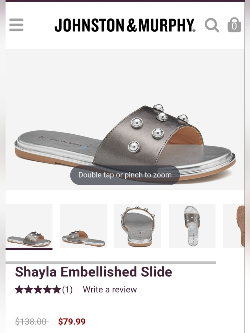 Johnston & Murphy Grey Slide Mules w/Silver Stud Details Women's Shoes Sz 6.5M - Picture 8 of 10